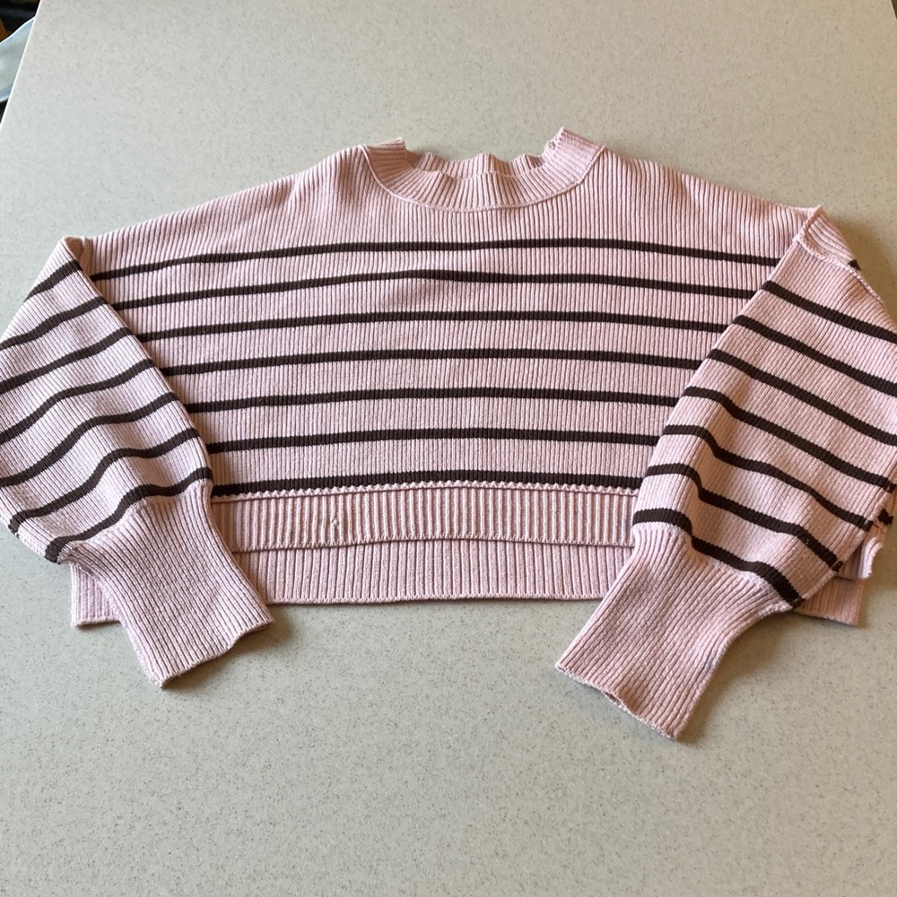 Free People Striped Cropped Sweater Women Size M - Picture 10 of 15